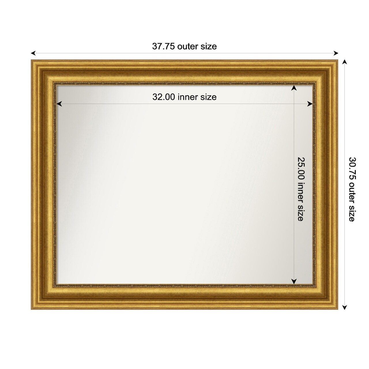 Parlor Gold Non-Beveled Custom Framed Bathroom Vanity Wall Mirror